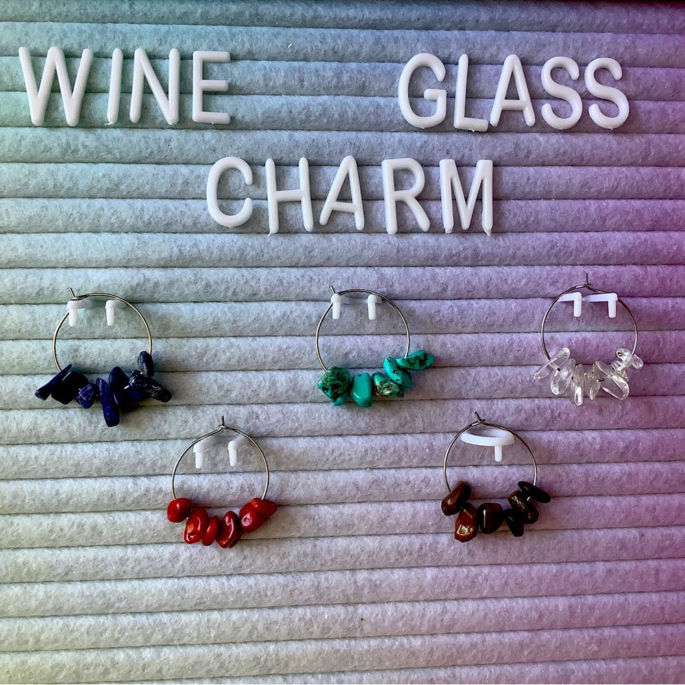 Natural Stone Wine Glass Charm